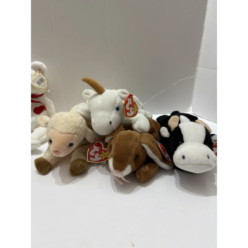Lot Of‎ 6 Ty Vintage Beanie Babies Retired With Tags Farm Animals 1993-1999